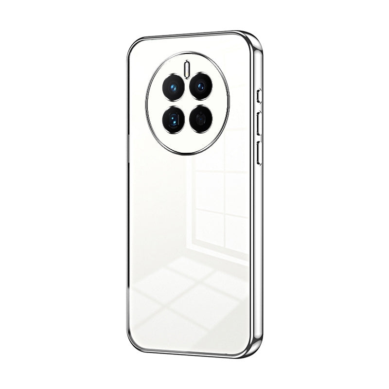 Huawei Mate 50 Transparent Fine Hole Phone Case - Crystal Clear Vacuum Plating, Anti-Fingerprint, Shock-Absorbing TPU Frame