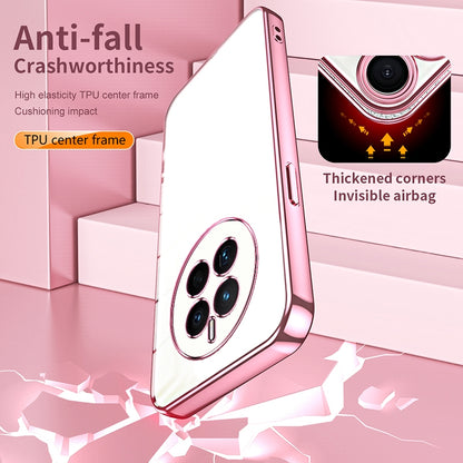 Huawei Mate 50 Transparent Fine Hole Phone Case - Crystal Clear Vacuum Plating, Anti-Fingerprint, Shock-Absorbing TPU Frame