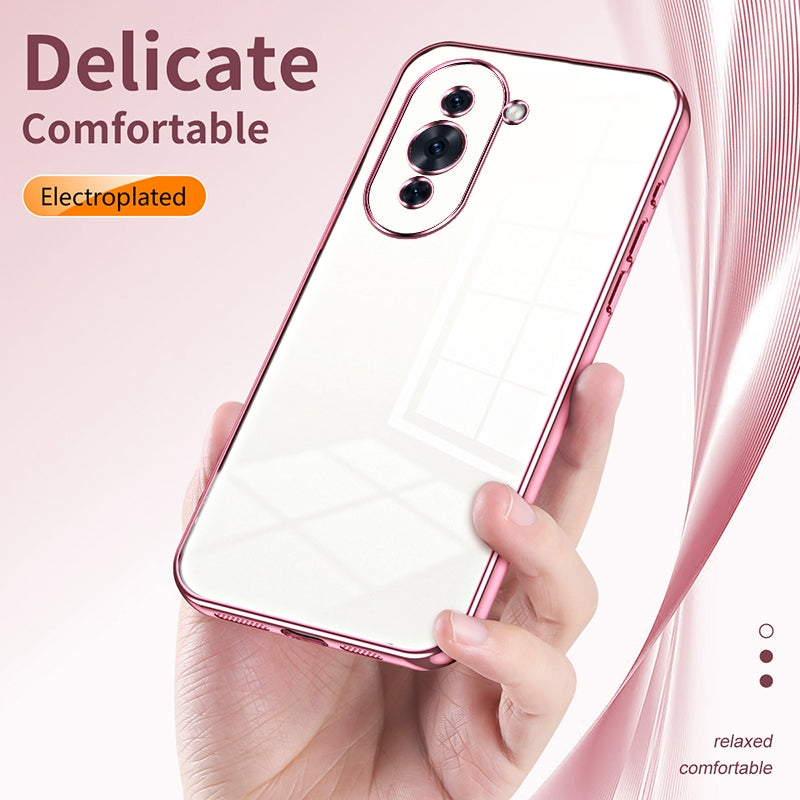 Huawei nova 10 Pro Transparent Fine Hole Phone Case - Crystal Clear Vacuum Plating, Anti-Fingerprint, Shock-Absorbing TPU Frame