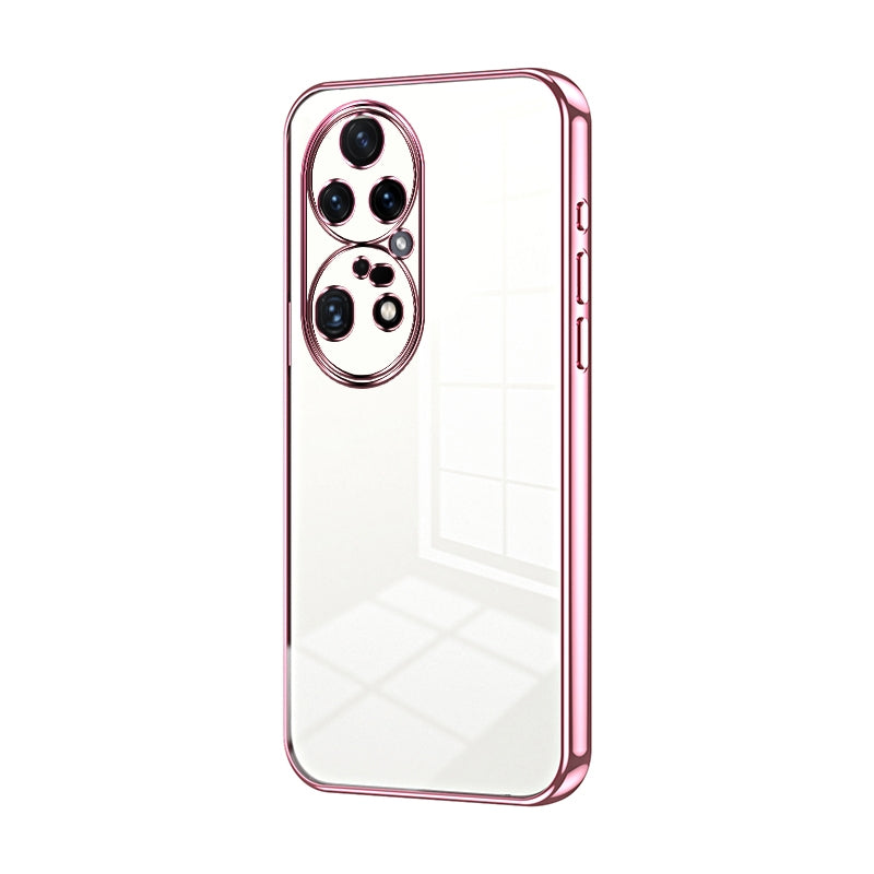 Huawei P50 Pro Transparent Fine Hole Phone Case - Crystal Clear Vacuum Plating, Anti-Fingerprint, Shock-Absorbing TPU Frame