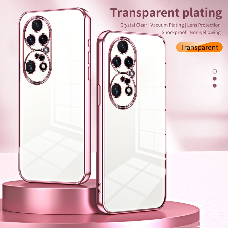 Huawei P50 Pro Transparent Fine Hole Phone Case - Crystal Clear Vacuum Plating, Anti-Fingerprint, Shock-Absorbing TPU Frame