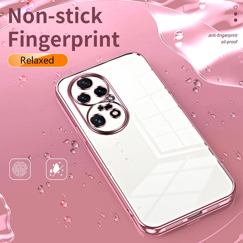 Huawei P50 Pro Transparent Fine Hole Phone Case - Crystal Clear Vacuum Plating, Anti-Fingerprint, Shock-Absorbing TPU Frame