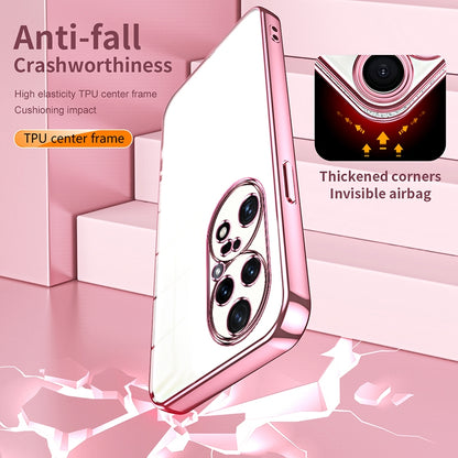 Huawei P50 Pro Transparent Fine Hole Phone Case - Crystal Clear Vacuum Plating, Anti-Fingerprint, Shock-Absorbing TPU Frame