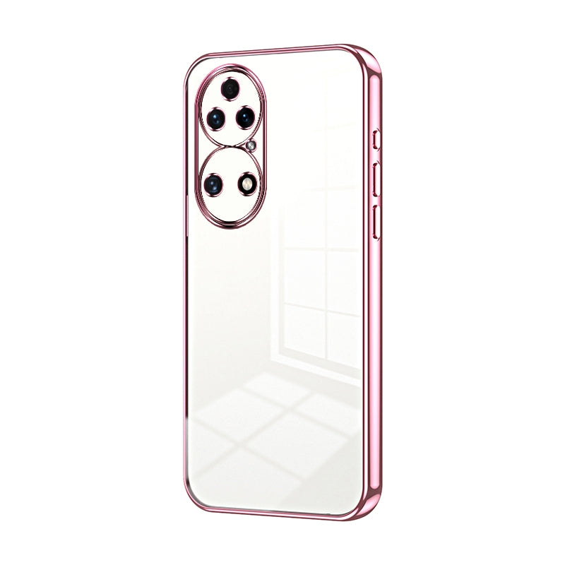 Huawei P50 Transparent Fine Hole Phone Case - Crystal Clear Vacuum Plating, Anti-Fingerprint, Shock-Absorbing TPU Frame