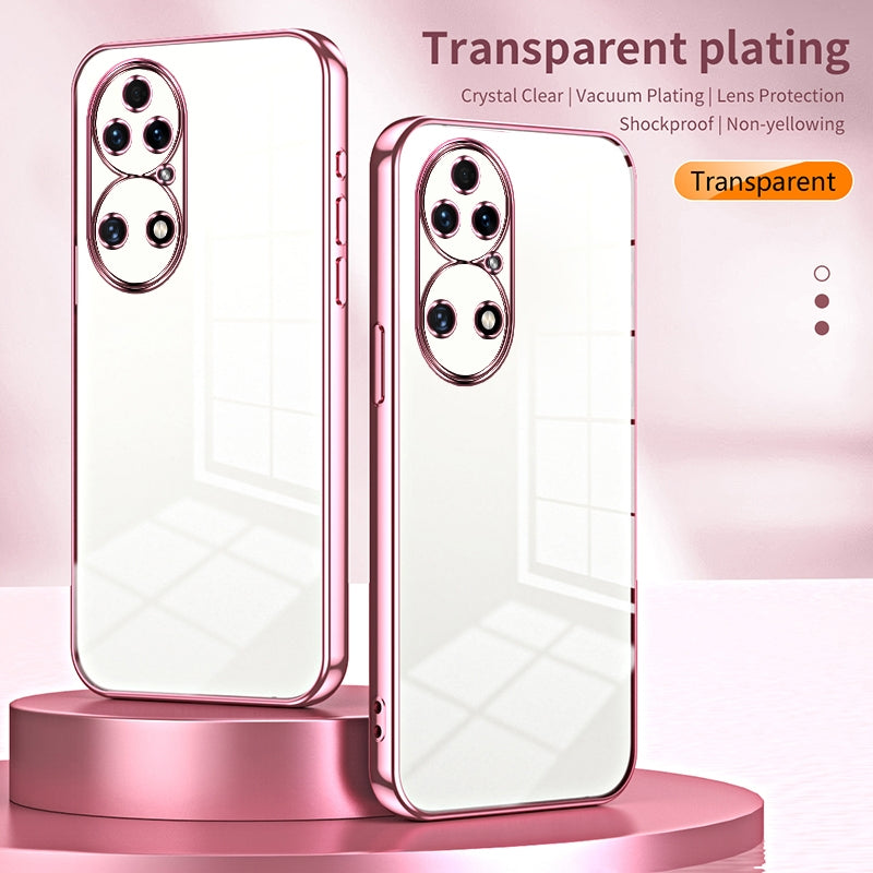 Huawei P50 Transparent Fine Hole Phone Case - Crystal Clear Vacuum Plating, Anti-Fingerprint, Shock-Absorbing TPU Frame