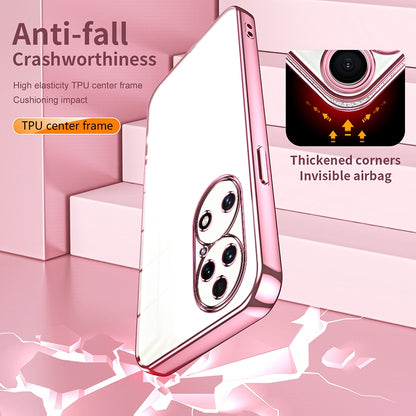 Huawei P50 Transparent Fine Hole Phone Case - Crystal Clear Vacuum Plating, Anti-Fingerprint, Shock-Absorbing TPU Frame