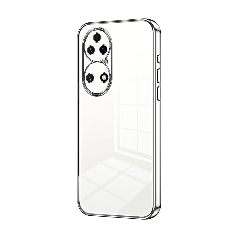 Huawei P50 Transparent Fine Hole Phone Case - Crystal Clear Vacuum Plating, Anti-Fingerprint, Shock-Absorbing TPU Frame