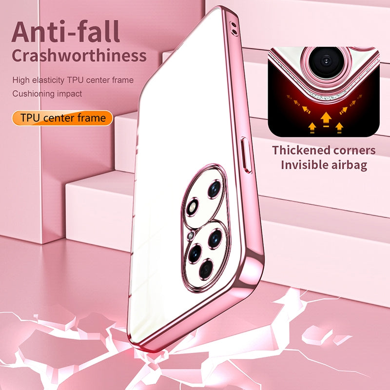 Huawei P50 Transparent Fine Hole Phone Case - Crystal Clear Vacuum Plating, Anti-Fingerprint, Shock-Absorbing TPU Frame