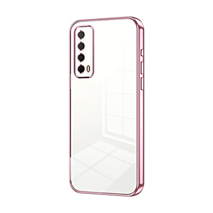 Huawei Y7A Transparent Fine Hole Phone Case - Crystal Clear Vacuum Plating, Anti-Fingerprint, Shock-Absorbing TPU Frame