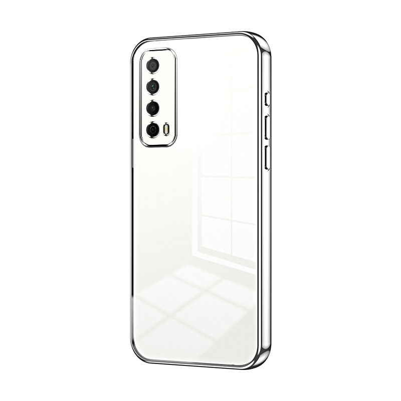 Huawei Y7A Transparent Fine Hole Phone Case - Crystal Clear Vacuum Plating, Anti-Fingerprint, Shock-Absorbing TPU Frame