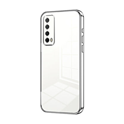 Huawei Y7A Transparent Fine Hole Phone Case - Crystal Clear Vacuum Plating, Anti-Fingerprint, Shock-Absorbing TPU Frame