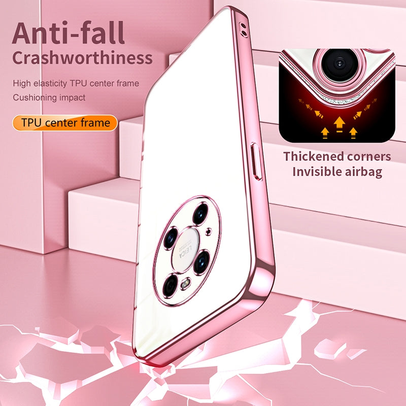 Huawei Mate 40 Pro Transparent Fine Hole Phone Case - Crystal Clear Vacuum Plating, Anti-Fingerprint, Shock-Absorbing TPU Frame