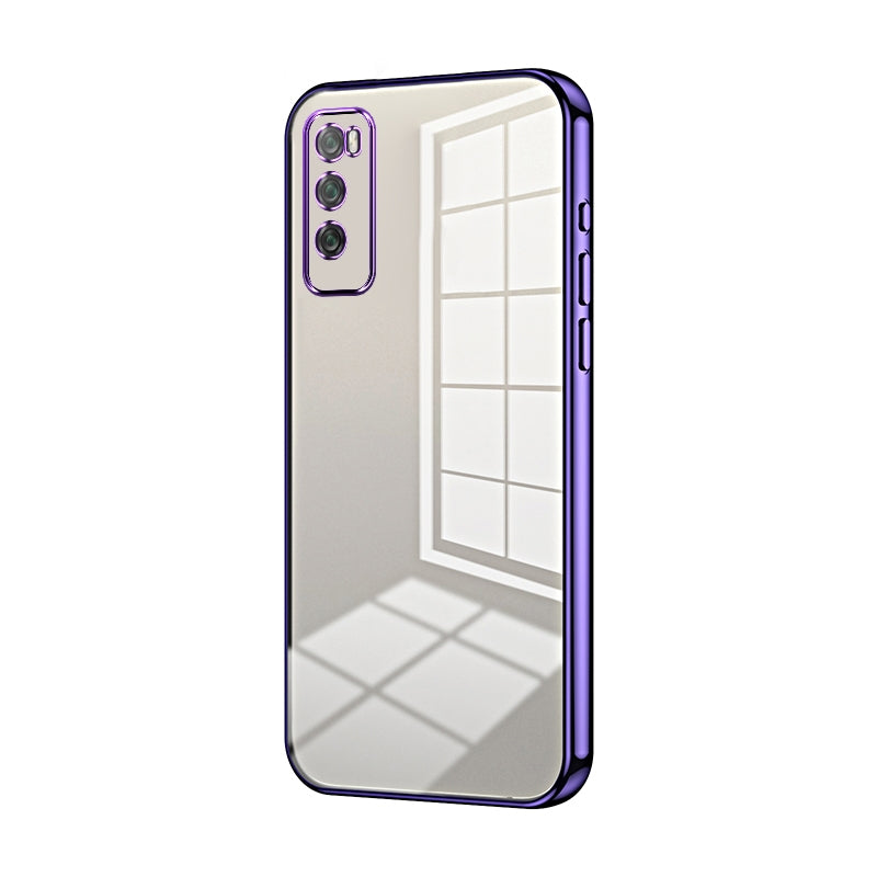 Huawei Enjoy 20 Pro Transparent Fine Hole Phone Case - Crystal Clear Vacuum Plating, Anti-Fingerprint, Shock-Absorbing TPU Frame