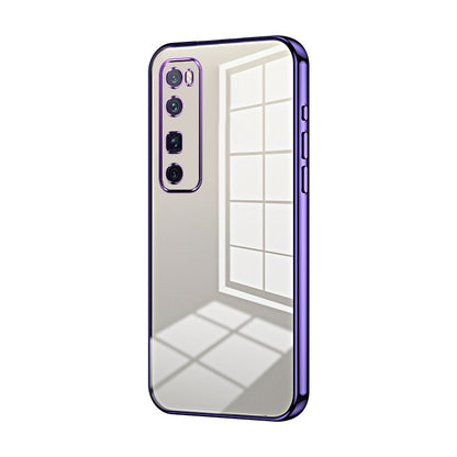 Huawei nova 7 Pro Transparent Fine Hole Phone Case - Crystal Clear Vacuum Plating, Anti-Fingerprint, Shock-Absorbing TPU Frame