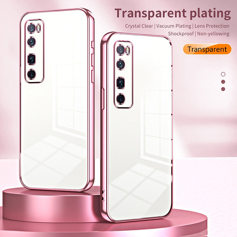 Huawei nova 7 Pro Transparent Fine Hole Phone Case - Crystal Clear Vacuum Plating, Anti-Fingerprint, Shock-Absorbing TPU Frame
