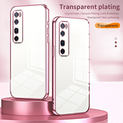 Huawei nova 7 Pro Transparent Fine Hole Phone Case - Crystal Clear Vacuum Plating, Anti-Fingerprint, Shock-Absorbing TPU Frame