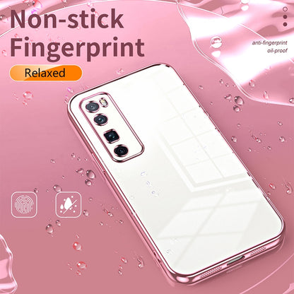 Huawei nova 7 Pro Transparent Fine Hole Phone Case - Crystal Clear Vacuum Plating, Anti-Fingerprint, Shock-Absorbing TPU Frame