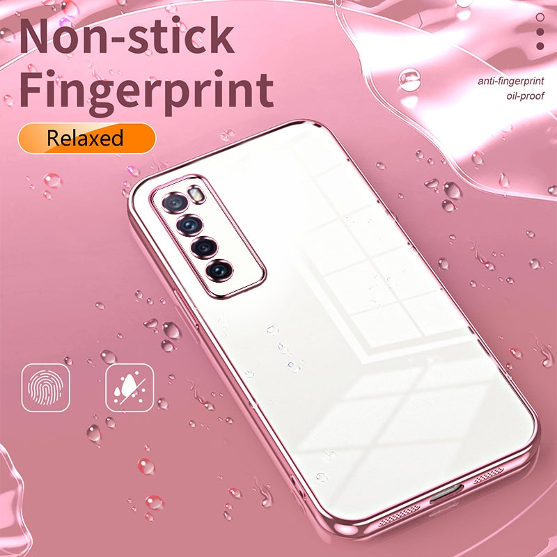 Huawei nova 7 Transparent Fine Hole Phone Case - Crystal Clear Vacuum Plating, Anti-Fingerprint, Shock-Absorbing TPU Frame