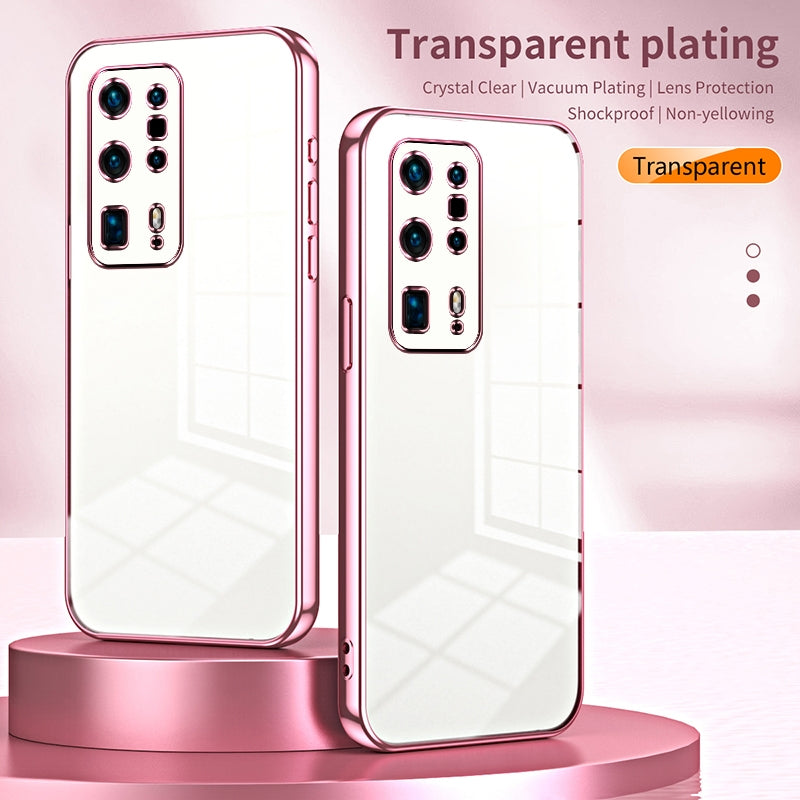 Huawei P40 Pro+ Transparent Fine Hole Phone Case - Crystal Clear Vacuum Plating, Anti-Fingerprint, Shock-Absorbing TPU Frame