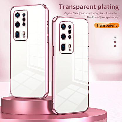 Huawei P40 Pro+ Transparent Fine Hole Phone Case - Crystal Clear Vacuum Plating, Anti-Fingerprint, Shock-Absorbing TPU Frame