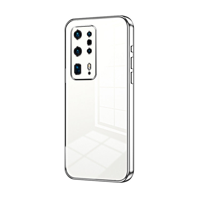 Huawei P40 Pro+ Transparent Fine Hole Phone Case - Crystal Clear Vacuum Plating, Anti-Fingerprint, Shock-Absorbing TPU Frame