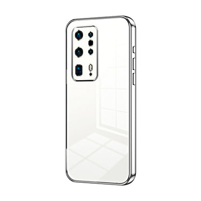 Huawei P40 Pro+ Transparent Fine Hole Phone Case - Crystal Clear Vacuum Plating, Anti-Fingerprint, Shock-Absorbing TPU Frame