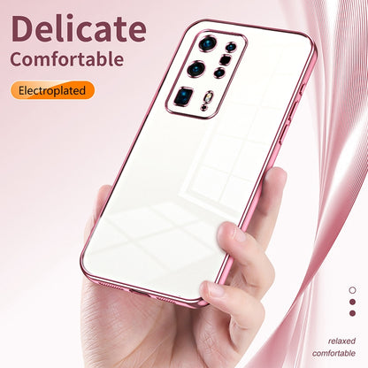 Huawei P40 Pro+ Transparent Fine Hole Phone Case - Crystal Clear Vacuum Plating, Anti-Fingerprint, Shock-Absorbing TPU Frame