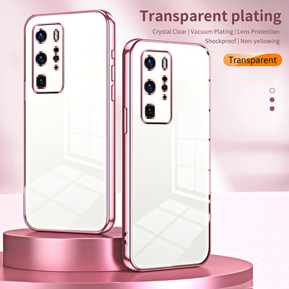 Huawei P40 Pro Transparent Fine Hole Phone Case - Crystal Clear Vacuum Plating, Anti-Fingerprint, Shock-Absorbing TPU Frame