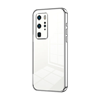 Huawei P40 Pro Transparent Fine Hole Phone Case - Crystal Clear Vacuum Plating, Anti-Fingerprint, Shock-Absorbing TPU Frame