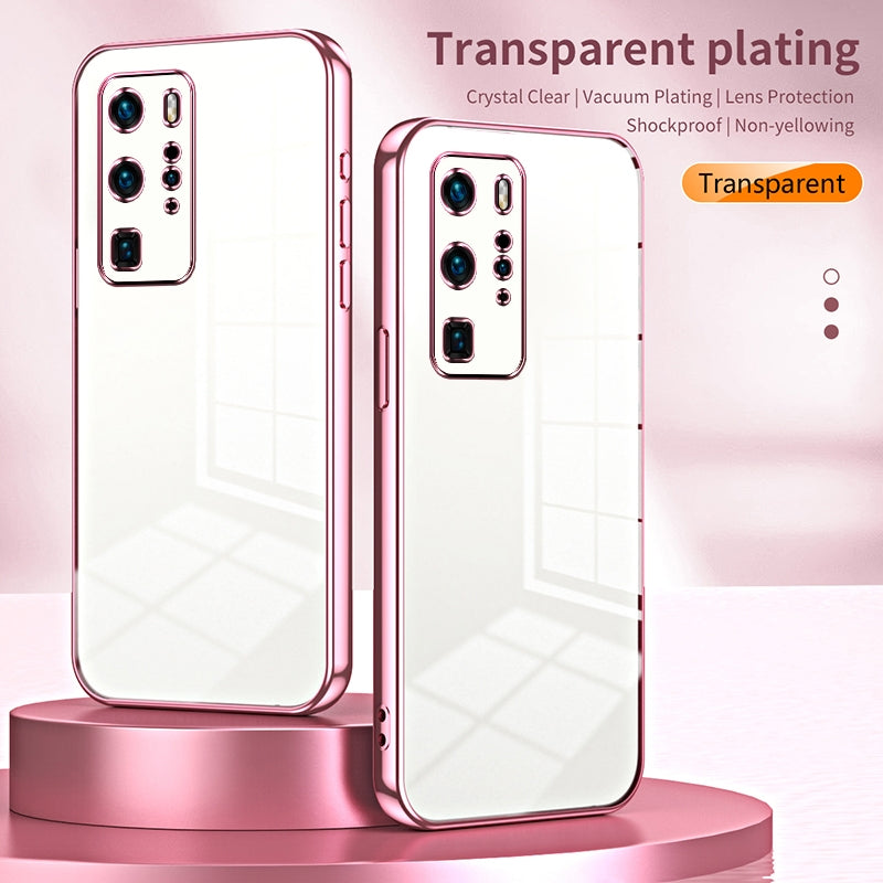 Huawei P40 Pro Transparent Fine Hole Phone Case - Crystal Clear Vacuum Plating, Anti-Fingerprint, Shock-Absorbing TPU Frame