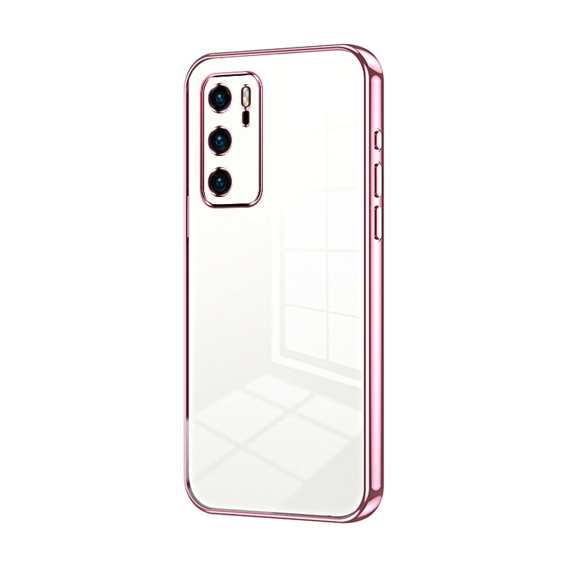 Huawei P40 Transparent Fine Hole Phone Case - Crystal Clear Vacuum Plating, Anti-Fingerprint, Shock-Absorbing TPU Frame
