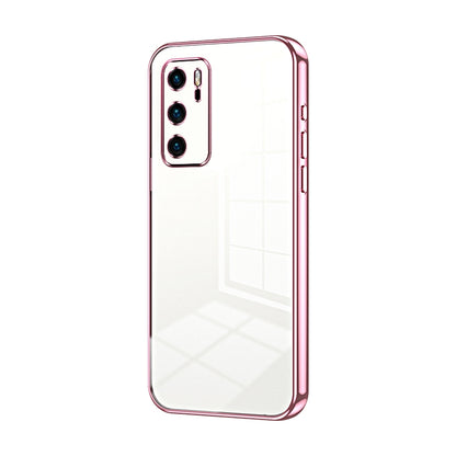 Huawei P40 Transparent Fine Hole Phone Case - Crystal Clear Vacuum Plating, Anti-Fingerprint, Shock-Absorbing TPU Frame