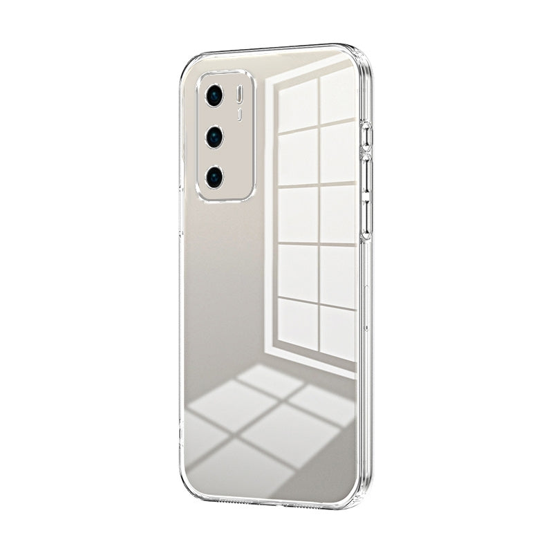 Huawei P40 Transparent Fine Hole Phone Case - Crystal Clear Vacuum Plating, Anti-Fingerprint, Shock-Absorbing TPU Frame