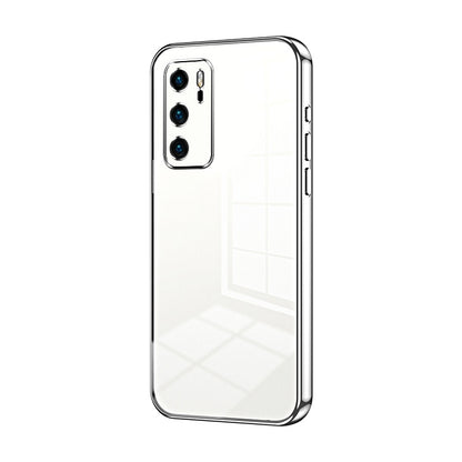 Huawei P40 Transparent Fine Hole Phone Case - Crystal Clear Vacuum Plating, Anti-Fingerprint, Shock-Absorbing TPU Frame