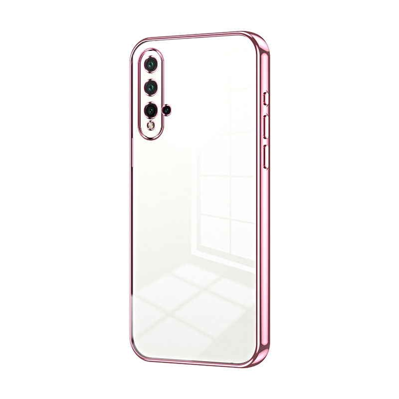 Huawei nova 5 Pro Transparent Fine Hole Phone Case - Crystal Clear Vacuum Plating, Anti-Fingerprint, Shock-Absorbing TPU Frame