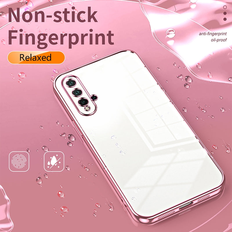 Huawei nova 5 Pro Transparent Fine Hole Phone Case - Crystal Clear Vacuum Plating, Anti-Fingerprint, Shock-Absorbing TPU Frame