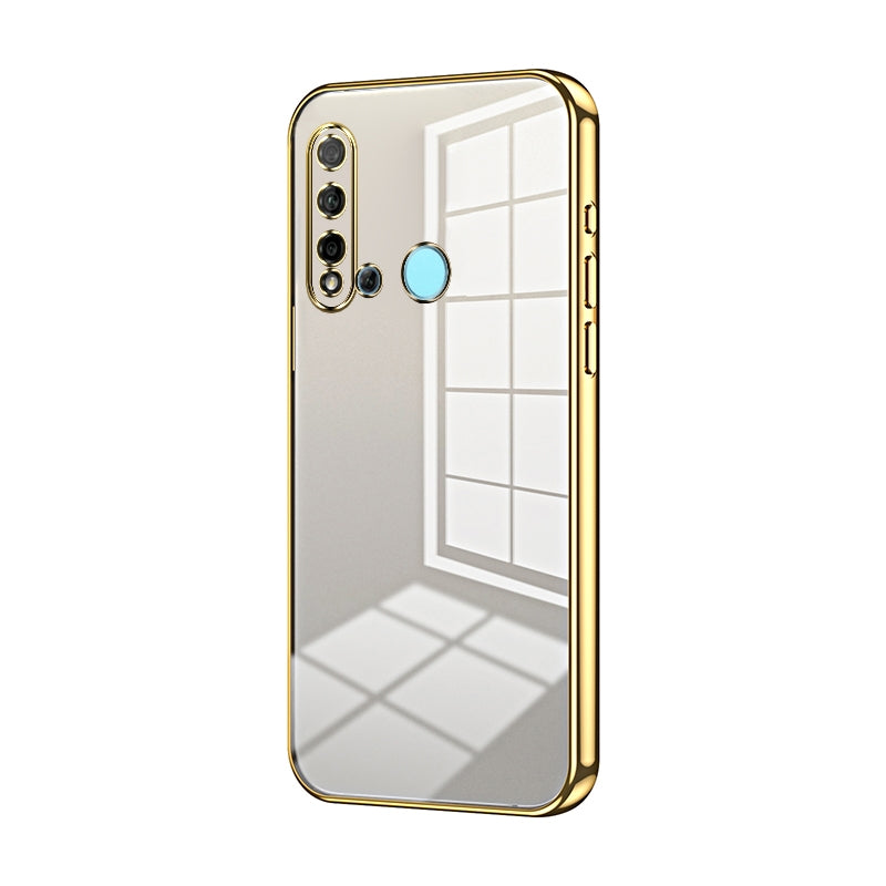 Huawei nova 5i Transparent Fine Hole Phone Case - Crystal Clear Vacuum Plating, Anti-Fingerprint, Shock-Absorbing TPU Frame