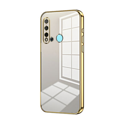 Huawei nova 5i Transparent Fine Hole Phone Case - Crystal Clear Vacuum Plating, Anti-Fingerprint, Shock-Absorbing TPU Frame