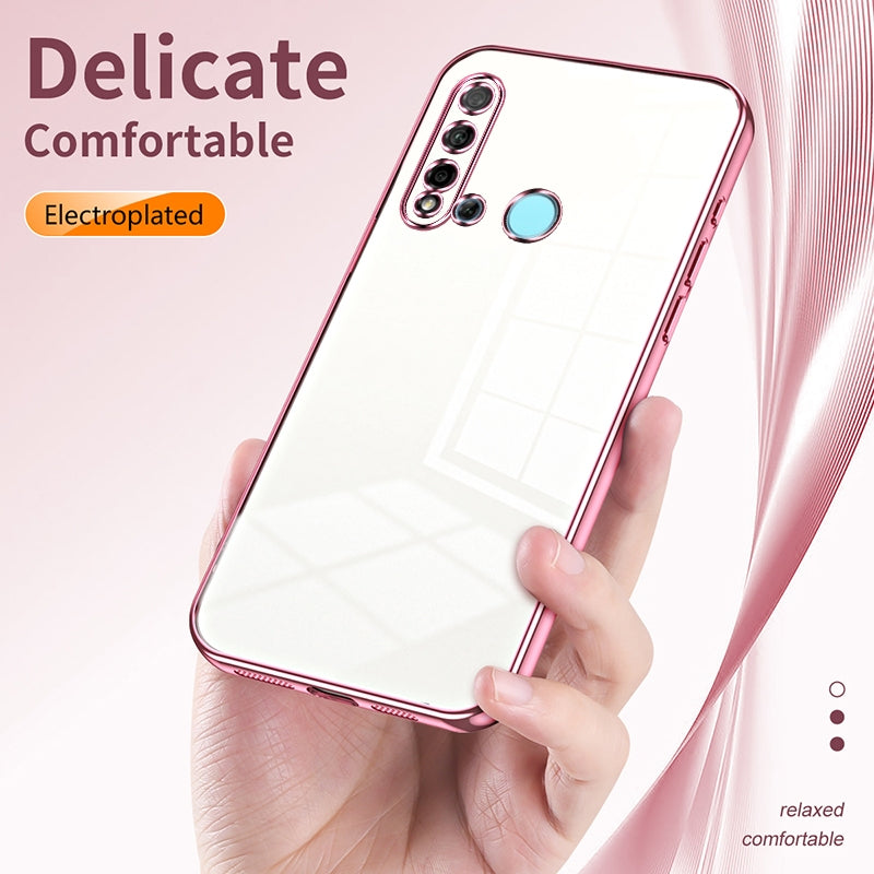 Huawei nova 5i Transparent Fine Hole Phone Case - Crystal Clear Vacuum Plating, Anti-Fingerprint, Shock-Absorbing TPU Frame