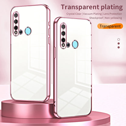 Huawei nova 5i Transparent Fine Hole Phone Case - Crystal Clear Vacuum Plating, Anti-Fingerprint, Shock-Absorbing TPU Frame