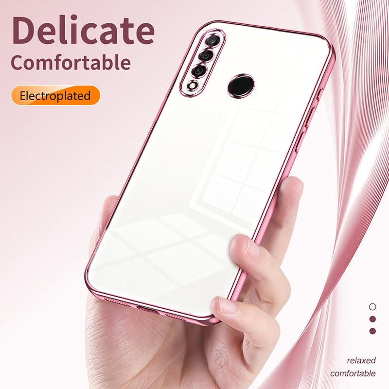 Huawei nova 4e Transparent Fine Hole Phone Case - Crystal Clear Vacuum Plating, Anti-Fingerprint, Shock-Absorbing TPU Frame