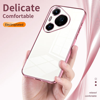 Huawei Pura 70 Pro Transparent Fine Hole Phone Case - Crystal Clear Vacuum Plating, Anti-Fingerprint, Shock-Absorbing TPU Frame