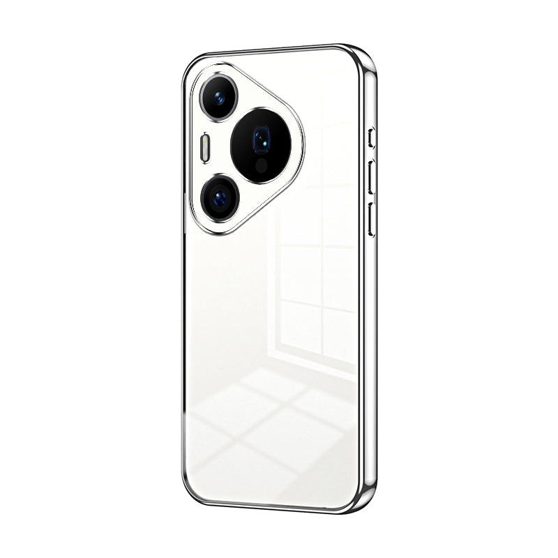 Huawei Pura 70 Pro Transparent Fine Hole Phone Case - Crystal Clear Vacuum Plating, Anti-Fingerprint, Shock-Absorbing TPU Frame