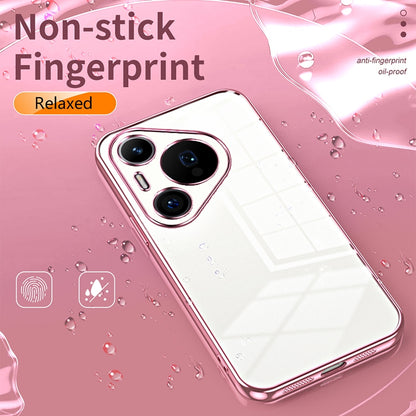 Huawei Pura 70 Pro Transparent Fine Hole Phone Case - Crystal Clear Vacuum Plating, Anti-Fingerprint, Shock-Absorbing TPU Frame