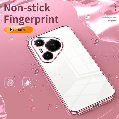 Huawei Pura 70 Transparent Fine Hole Phone Case - Crystal Clear Vacuum Plating, Anti-Fingerprint, Shock-Absorbing TPU Frame