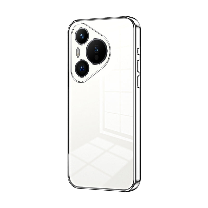 Huawei Pura 70 Transparent Fine Hole Phone Case - Crystal Clear Vacuum Plating, Anti-Fingerprint, Shock-Absorbing TPU Frame