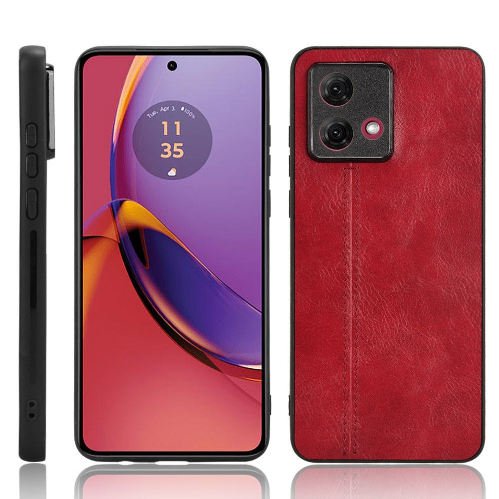 Motorola Moto G84 5G Cow Pattern Sewing Back Cover Phone Case - Premium PU Leather Texture PC + TPU Shockproof Protective Case, Scratch Resistant Slim Lightweight Anti-Fingerprint Full Coverage Mobile Cover
