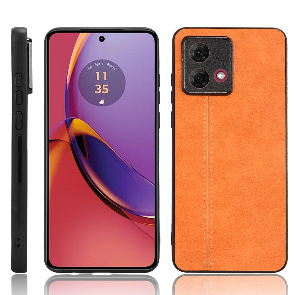 Motorola Moto G84 5G Cow Pattern Sewing Back Cover Phone Case - Premium PU Leather Texture PC + TPU Shockproof Protective Case, Scratch Resistant Slim Lightweight Anti-Fingerprint Full Coverage Mobile Cover