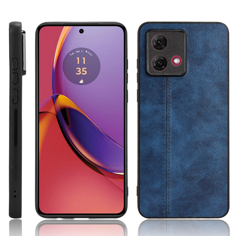 Motorola Moto G84 5G Cow Pattern Sewing Back Cover Phone Case - Premium PU Leather Texture PC + TPU Shockproof Protective Case, Scratch Resistant Slim Lightweight Anti-Fingerprint Full Coverage Mobile Cover