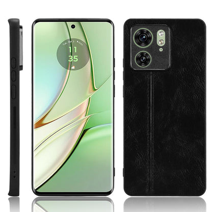 Motorola Edge 40 Cow Pattern Sewing Back Cover Phone Case - Premium PU Leather Texture PC + TPU Shockproof Protective Case, Scratch Resistant Slim Lightweight Anti-Fingerprint Full Coverage Mobile Cover